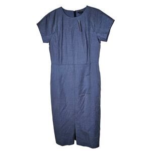 NEW Ann Taylor 6 Dark Blue Sheath Dress Midi Modest Career Professional